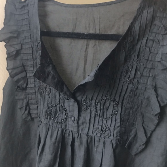 Black Semi-Sheer Tunic Top Shirt Blouse - Picture 4 of 5